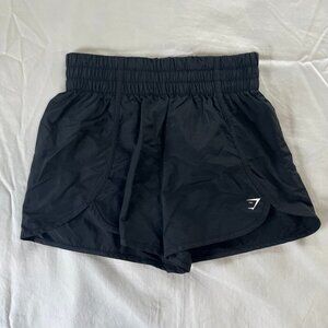 Gymshark Solid Black Lightweight Nylon Gym Workout Shorts | Size S